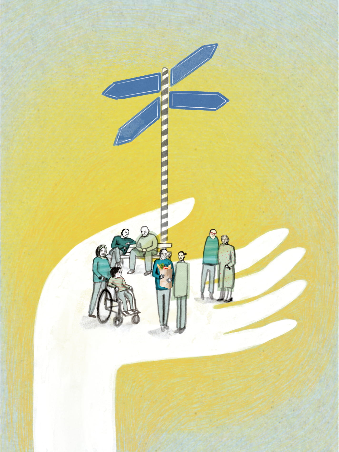 illustratie mantelzorgmakelaar_zorg en welzijn_ redactioneel_irma van osch illustratie mantelzorgmakelaar_zorg en welzijn_ redactioneel_irma van osch